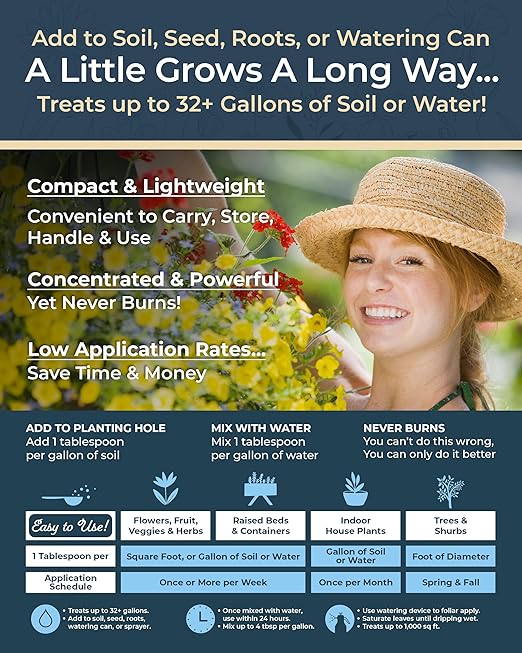 Organic Plant Magic - Truly Organic™ Fast-Acting Water Soluble Plant Food - All-Purpose Fertilizer Concentrate for Flower, Vegetable, Herb, Fruit Tree, Garden & Indoor Houseplants [One 1/2 lb Bag]