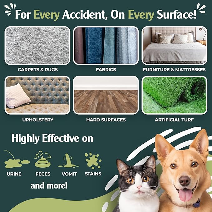 Sprinkle & Sweep Pet Stain and Odor Remover - Super Concentrated Pet Odor Eliminator - No Scrubbing Dog & Cat Urine Enzyme Cleaner Destroyer - Carpet Cleaner for Multiple Surfaces (24 oz Pack of 2)