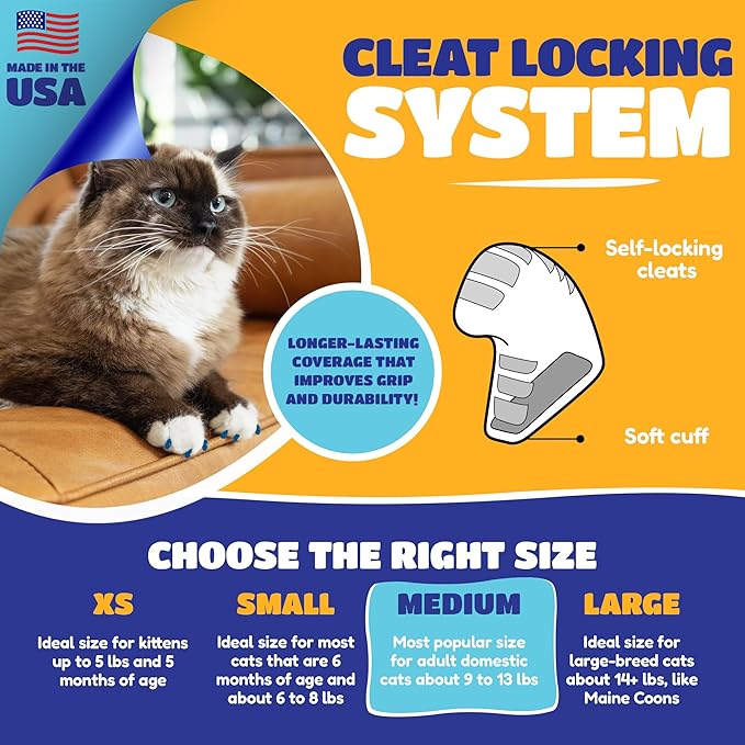 Soft Claws Cat Nail Caps for Large Cats – (40 Caps, Pink) - Made in USA - Veterinarian-Developed, Non-Toxic | Protects Furniture & Skin - Easy to Apply, Long-Lasting Anti-Scratch Soft Cat Claw Covers