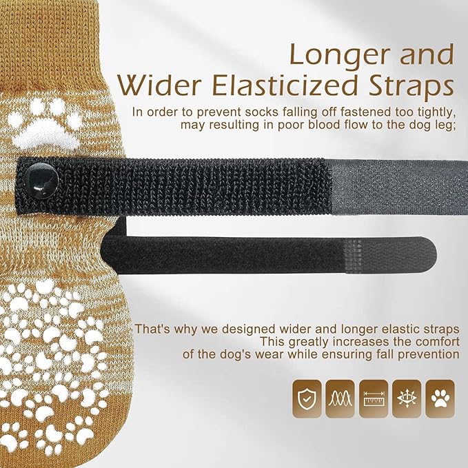 EXPAWLORER Anti Slip Dog Socks to Prevent Licking Paws, Dog Shoes for Hot Pavement, Dog Booties for Small Medium Large Senior Dogs, Traction Control Boots & Paw Protectors for Hardwood Floors