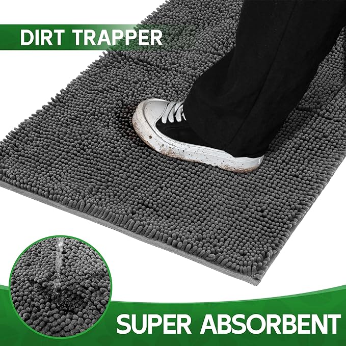 Dog Door Mat Indoor Entrance, 48" x 30" Absorbent Quick-Drying Mud Rugs, Non-Slip Door Rugs for Entryway Indoor Washable, Soft Chenille Dog Mat for Muddy Paws