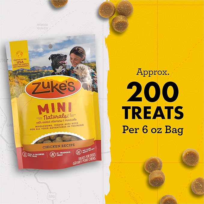 Zukes, Treats Mini Naturals Chicken Recipe, 6 Ounce