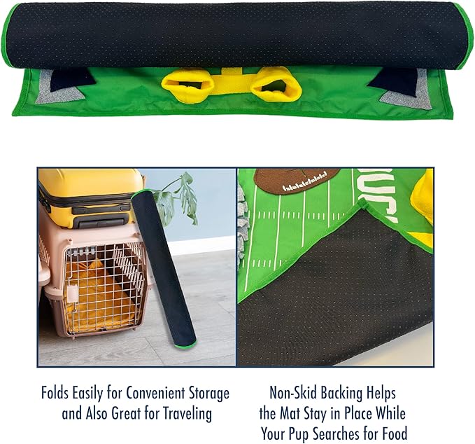 NFL Buffalo Bills Dog Snuffle Mat – Interactive Pet Slow Feeder, Football Field Design Food Puzzle Toy for Dogs & Cats, Foraging Activity Mat for Smarter Feeding