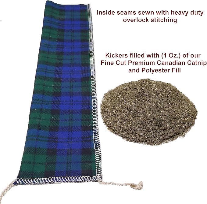 15" Catnip Cat Kicker Toys/Kitty Kick Sticks/Cat-Nip Kick Sticks (Green and Cobalt Blue) (Kickers Filled with 1 oz Premium Canadian Catnip)