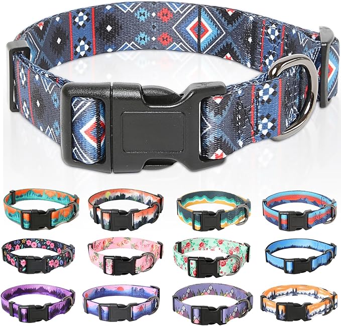 HEELE Dog Collar, Adjustable Soft Dog Collar for Small Medium Large Dogs,Bohemia Patterned Puppy Collars with Quick Release Buckle XS Length 8.5''-11''