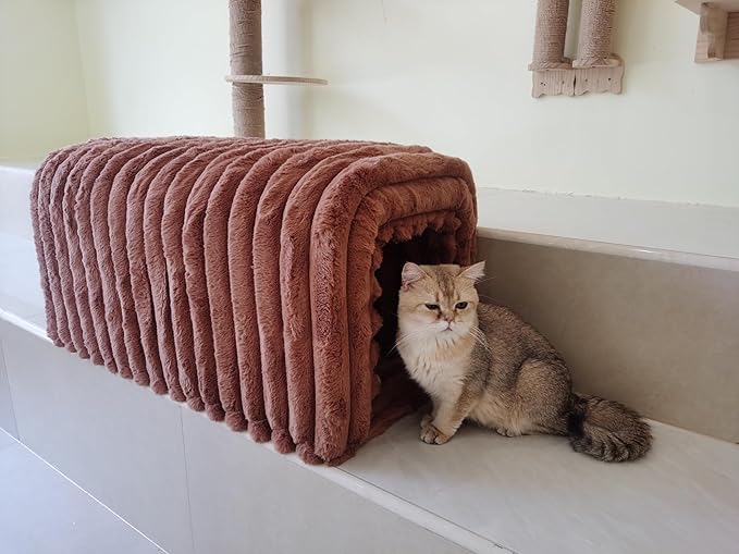 Storage Bench Pet Supplies Corduroy Bench Cat's nest to Hide for The Living Room, Entryway and Bedroom (Brown)