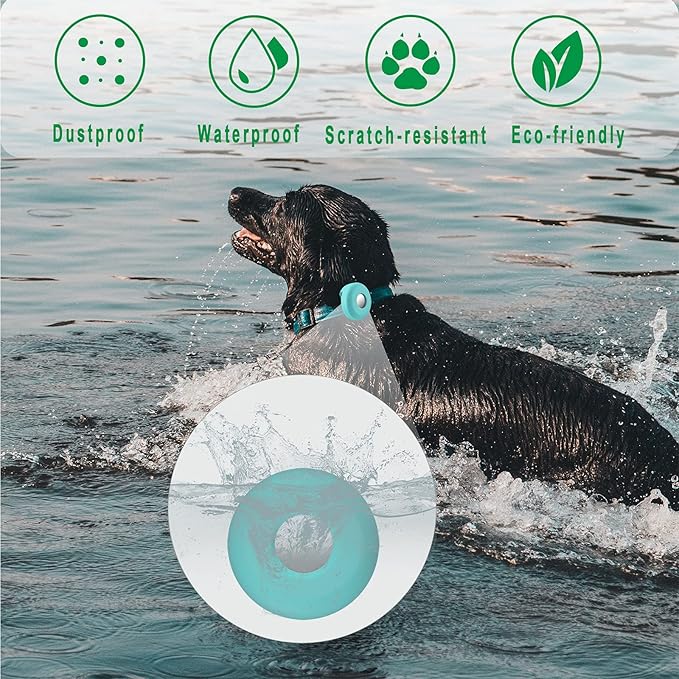 Airtag Holder for Dog Collar, Cibaabo Silicone Air Tag Case Cover Compatible with Apple Airtags for 0.8-1.2inch Cat Pet Collar Harness Loop