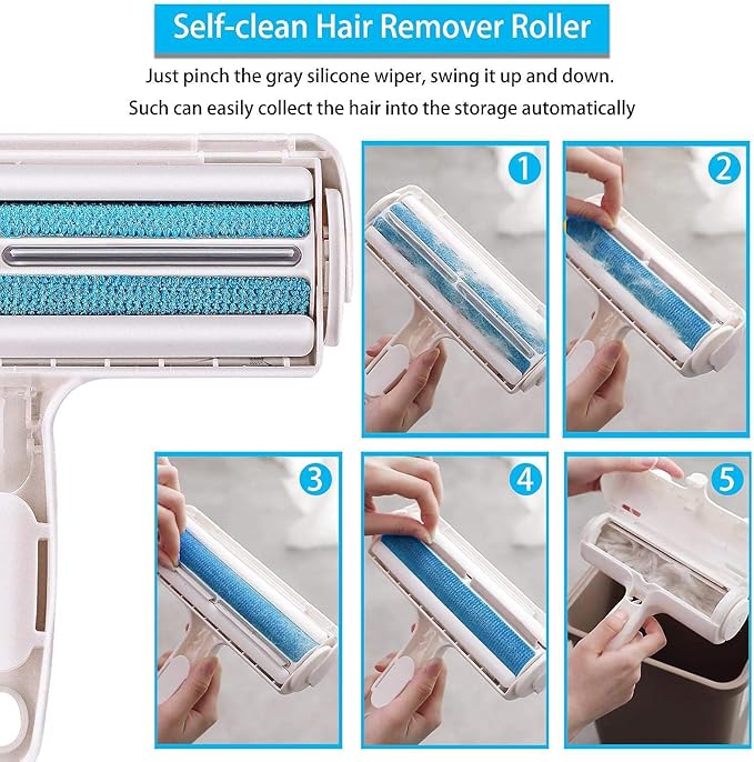 ACE2ACE Pet Hair Removal Tool, Lint Roller Brush for Cats and Dogs, Reusable Self Clean Pet Fur Remover, Pet Hair Remover for Laundry, Carpet, Furniture, Couch, Sofa and Bedding