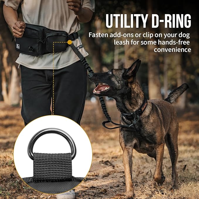 OneTigris Dog Treat Pouch for Training, Hands Free Dog Bag with Fanny Pack Waist Belt and Phone Holder, Portable, Waterproof, Adjustable, Large Capacity