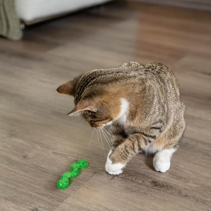 Catstages OrkaKat Wiggle Worm Cat Chew Toy – Catnip Dental Toy for Kittens and Cats, Orange Rubber with Ridges