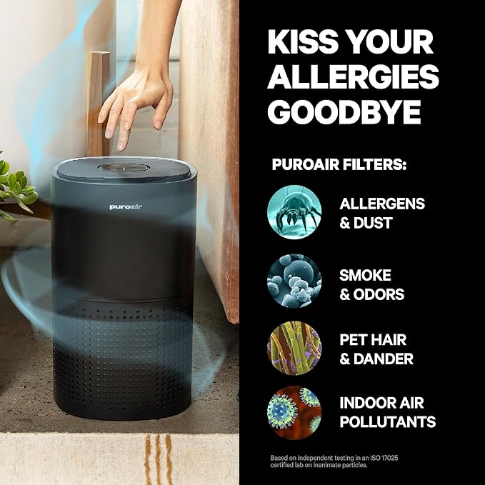 PuroAir 240 HEPA Air Purifier for Home Large Rooms - Covers Up To 1,000 Sq Ft - Filters Up To 99.9% of Pollutants, Smoke, Pollen, Dust - Quiet HEPA Air Filter - Air Purifiers for Bedroom