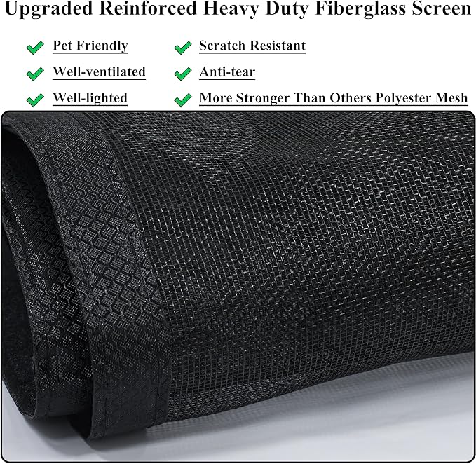 Magnetic Screen Door Upgraded-Model Full Strip Magnets,Fiberglass Heavy Duty Mesh Door Net Screen with Magnet,Full Frame Seal Retractable Mosquito Net for Door Single Front,Fit to 36"x80"