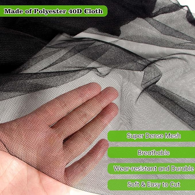 78x10Ft Mosquito Netting Garden Mesh Netting, Fly Bird Net Barrier Hunting Blind Plant Protecting Net, 3x24m,Black