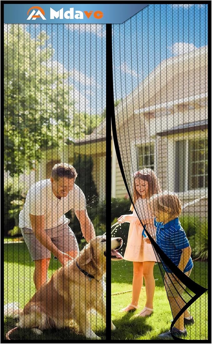 Magnetic Screen Door,Hook&Loop Pet Screen Door Fit Door Size 34" x 80" Heavy Duty Door Screen Magnetic Keep Bugs Out