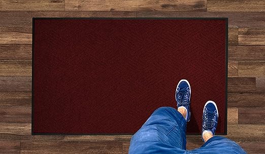 WaterHog Diamond | Commercial-Grade Entrance Mat with Rubber Border – Indoor/Outdoor, Quick Drying, Stain Resistant Door Mat (Red/Black, 6' x 12')