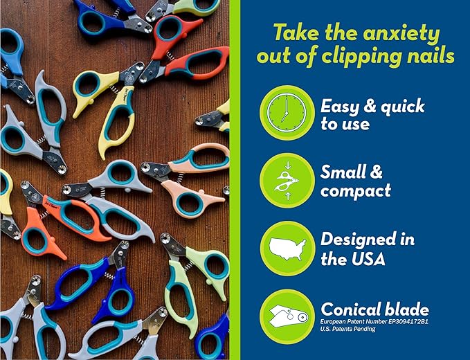 Zen Clipper Pet Nail Clipper for Cats – Cat Nail Trimmer for Safer Pet Grooming Care - Clean, Quiet, and Easy-to-Use Stainless Steel Claw Trimmer - (2.5mm Hole)