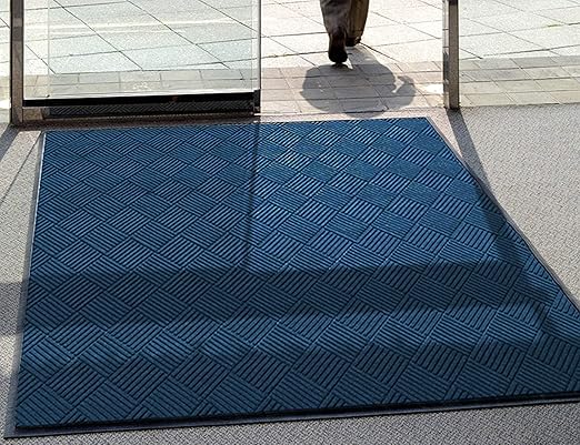 WaterHog Diamond | Commercial-Grade Entrance Mat with Rubber Border – Indoor/Outdoor, Quick Drying, Stain Resistant Door Mat (Navy, 3' x 6')