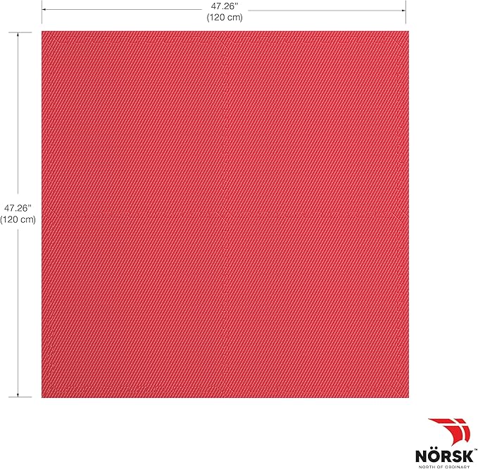 Norsk Reversible Gym Exercise Mats 3/4" Thick EVA Interlocking Foam Tiles, Perfect Home Gym Flooring, 24 Tiles & 48 Trim Pieces, 96 Sq. Ft. Reversible, Red/Black
