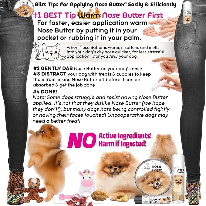 The Blissful Dog Pomeranian Nose Butter, Versatile Dog Nose Balm for Dry Nose, Handcrafted Nose Moisturizer, Easy-to-Apply Dog Essentials, Unscented, 2 oz.