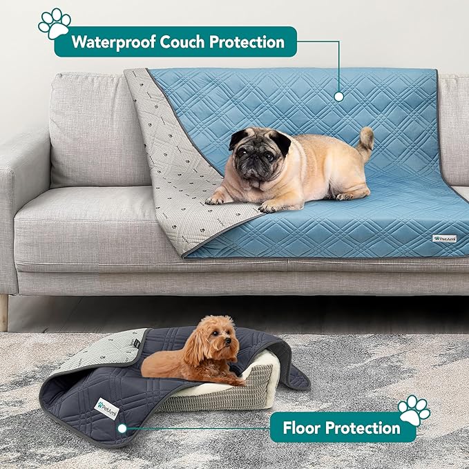 PetAmi Waterproof Cooling Mat for Dog, Premium Pet Cooling Blanket for Bed Crate, Anti Slip Indoor Dog Cool Pad for Sleeping, Q-MAX Small Medium Sofa Couch Cover Mat for Cat, Light Grey, 29x40