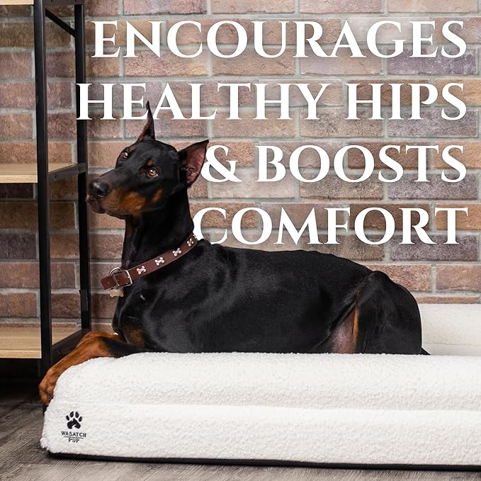 Luxury Boucle Fabric Orthopedic Large Dog Bed with Memory Foam | Breathable Comfort and Washable Dog Couch Bed with Waterproof Liner & Cover | Ideal Pet Beds for Big Dogs - Bone (45"x36x7)