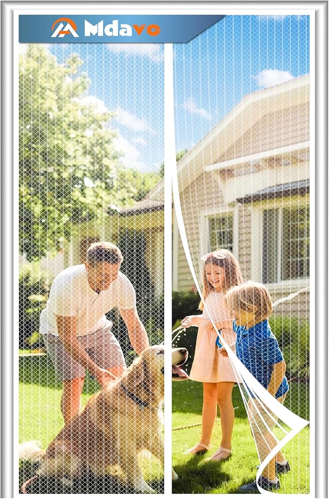 Magnetic Screen Door，Screen Door Mesh，Keep Bugs Out, Heavy-Duty Mesh Curtain,Pet and Kid Friendly, Works with Front Doors, Sliding Doors（47x80 Inch White