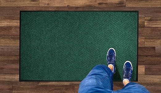 WaterHog Diamond | Commercial-Grade Entrance Mat with Rubber Border – Indoor/Outdoor, Quick Drying, Stain Resistant Door Mat (Evergreen, 3' x 12')