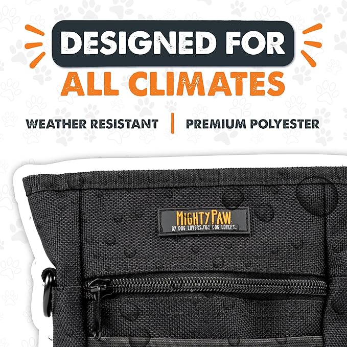 Mighty Paw Dog Treat Pouch | No Spill Magenetic Clasp - Hands-Free Pouches for Training - Pets Training Treat Pouches for Dog Walks - Pet Bags Pouch - Built in Poop Bag Holder