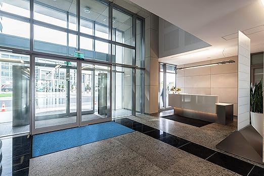WaterHog Diamond | Commercial-Grade Entrance Mat with Rubber Border – Indoor/Outdoor, Quick Drying, Stain Resistant Door Mat (Medium Blue, 6' x 12')
