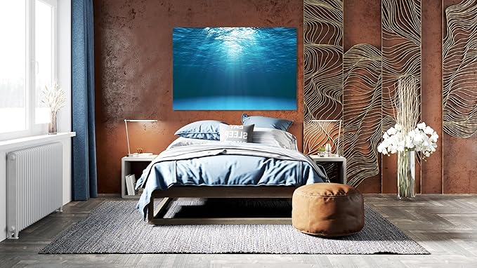 Nature Wall Art Prints - Ocean Forest Mountain Lake Canvas Landscapes - Small to Extra Large Living Room Bedroom Kitchen Bathroom Décor (Sun Rays Under Water, 28L" x 41W")