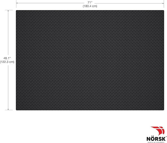 Norsk Foam Floor Gym Mats with Interlocking Tiles, .47" Thick, 24"x24", 48-Pack, 192 Square Feet, Diamond Plate Design, Black