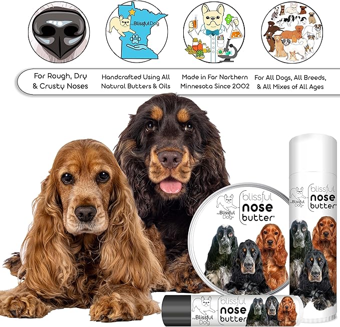 The Blissful Dog English Cocker Spaniel Unscented Nose Butter - Dog Nose Butter, 4-Ounce
