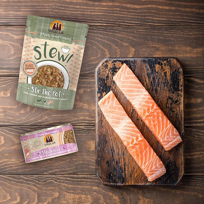 Weruva Classic Cat Stews!, What a Crock with Chicken & Salmon in Gravy, 3oz Pouch (Pack of 12)