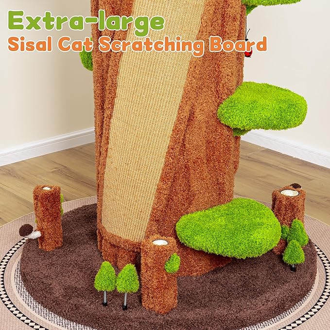 NUNU Super Large Cat Tree Tower – All-in-One Tall Cat Tower with Scratching Post, Luxury Multi-Level Solid Wood Cat Condo for Indoor & Multi-Cat Families