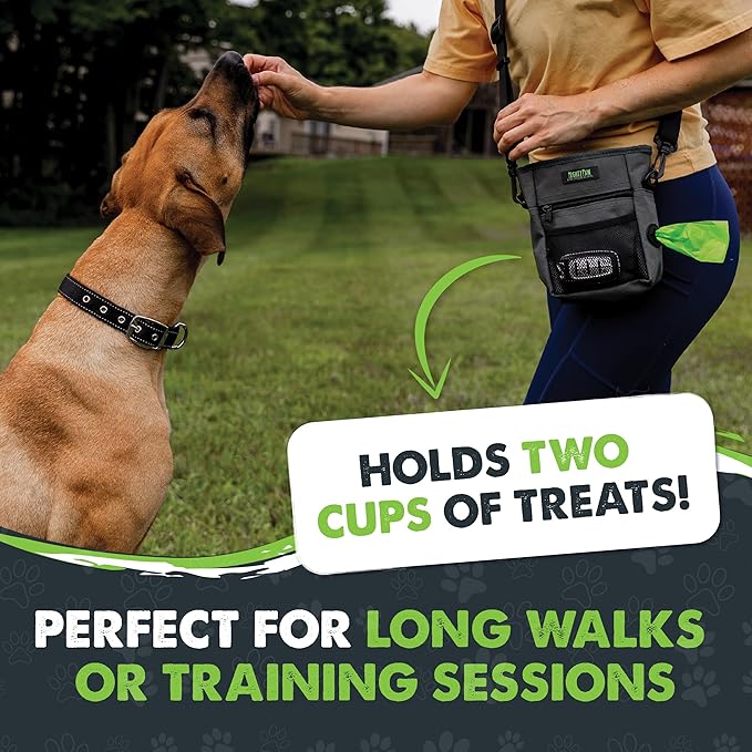 Mighty Paw Dog Treat Pouch | No Spill Magenetic Clasp - Hands-Free Pouches for Training - Pets Training Treat Pouches for Dog Walks - Pet Bags Pouch - Built in Poop Bag Holder