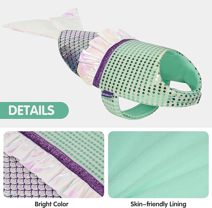 cyeollo Dog Mermaid Costume Halloween Clothes Holiday Birthday Party Dog Outfits Funny Pet Costumes for Small Dogs, Size XS