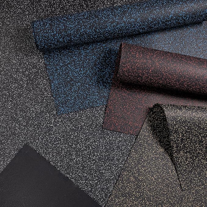 Playsafer Genaflex Rubber Gym Floor Mat, Heavy Duty Commercial Protective Gym Flooring Roll - 8mm Thick (10% Blue, 4' X 4')