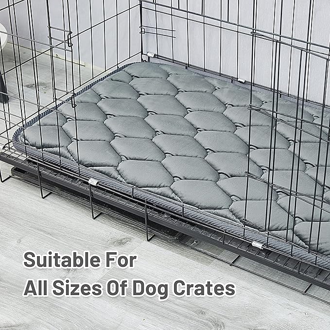 Dog Crate Mats,Soft Kennel Pads Washable with Anti-Slip Bottom,Dog Kennel Pads for Sleeping,Pets Mattress Cat Dog Beds for Small Dogs(23x17,Grey)